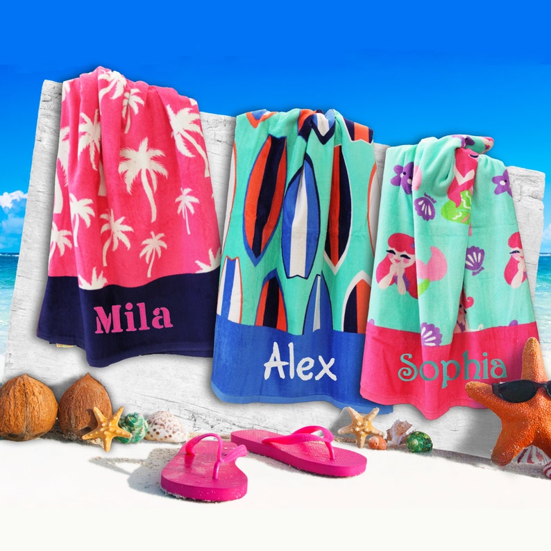 named beach towels