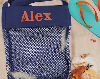 Seashell Collection Bag, Beach Gifts, Personalized Vacation Gifts, Sea shell Mesh Beach Bag, Beach Vacation, Beach Gear, Beach Lovers Gift