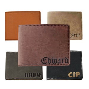 Cartera para padrinos de boda, regalos para padrinos de boda, cartera grabada, cartera de cuero personalizada, regalo para padrinos de boda, cartera de cuero marrón, plegable