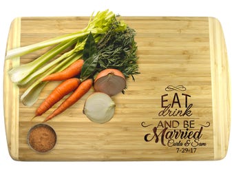 Eat Drink and Be Married Cutting Board, Wedding Gifts for Couples Wedding Gifts Personalized Gifts for Newlyweds, Just Married Gifts Premium