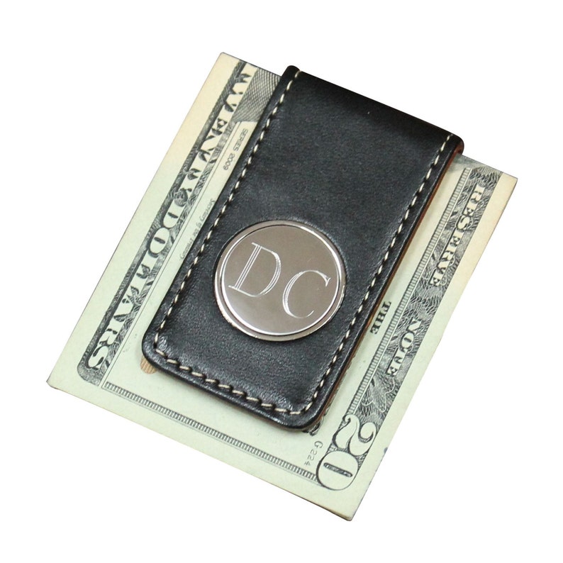 Personalized Leather Money Clip Using Magnet and Engraved With Name