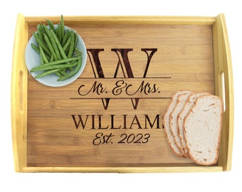 Serving Tray Wood, Serving Tray Personalized, Engraved Serving Tray, Personalized Platter, Wooden Tray, Custom Tray, Housewarming Gift