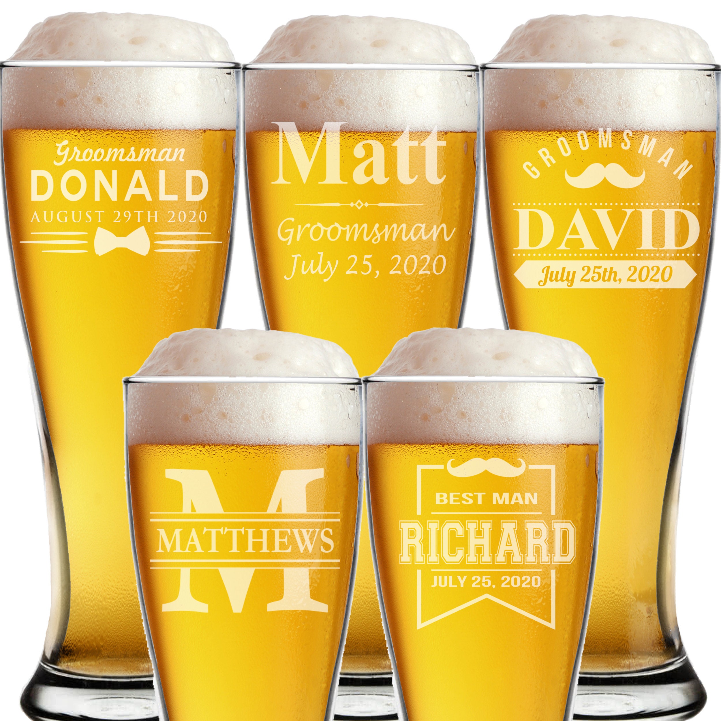 Personalized Pilsner Glasses Personalized Glasses Groomsmen Etsy