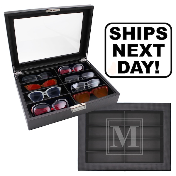 Personalized Sunglass Box Organizer, Sunglass Holder, Custom Sunglasses Case, Sunglasses Box, Sunglasses Case Black, Sunglass Display Case