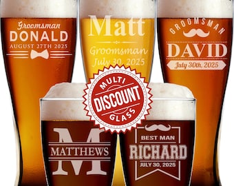Personalized Beer Mug, Groomsman Gift, Groomsmen Beer Glass, Groomsmen Beer Mug, Custom Beer Glass, Engraved Beer Mug, Pilsner Glasses