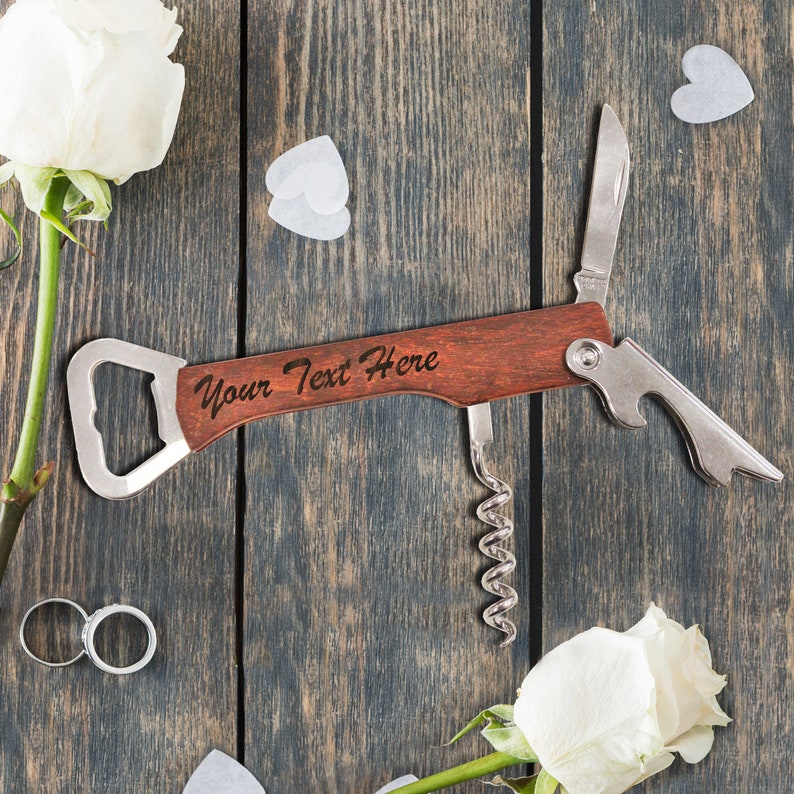 Personalized Wedding Party Favors, Bottle Opener Favors Bulk, Custom Corkscrew Favors, Wine Favors, Wedding Party Favor, Personalized Favors bild 4