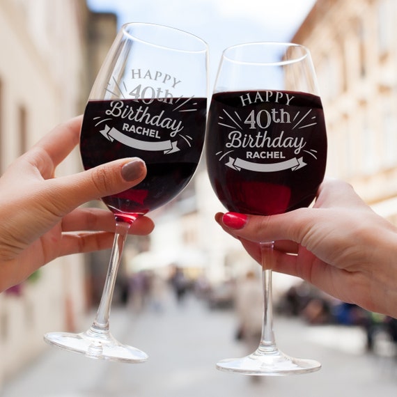 Copas de cumpleaños personalizadas, copa de vino del 30º 40º 50º  cumpleaños, copas de cumpleaños personalizadas para ella, regalo de cerveza  de cumpleaños personalizado -  España
