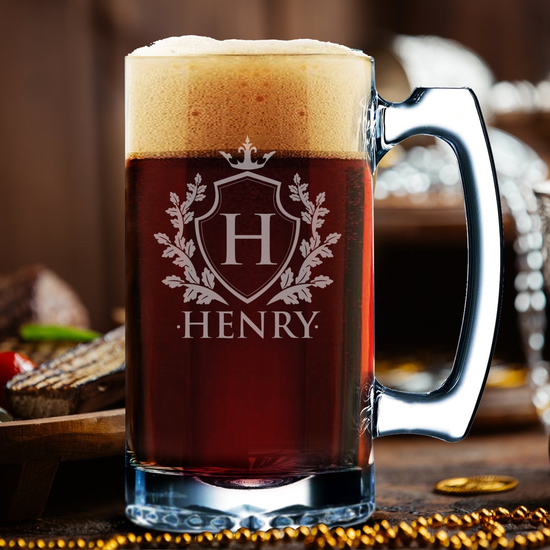Personalized Beer Mug, Custom Engraved Glass Beer Mug, 12 Oz or 16 Oz ...