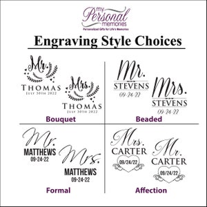 Mr and Mrs Personalized Champagne Flutes, Wedding Toasting Glasses, His Her Engraved Wine Glasses, Mr and Mrs Couples Glasses, Set of 2 image 10