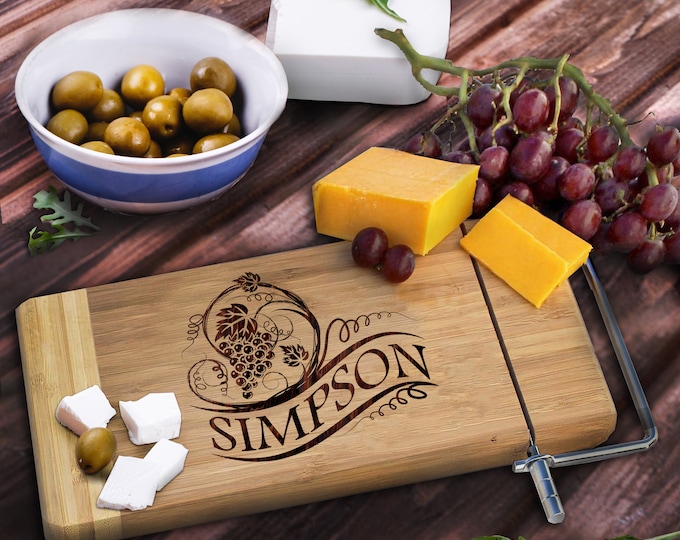 Engraved Cheese Board Set, Gift for Couples, Wine and Cheese Gift, Cheese Board Personalized, Monogrammed Cheese Board, New Home Gift