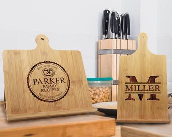 Chef Easel, Cookbook Stand Wood, Personalized Tablet Holder, New Restaurant Gift, Custom Tablet Stand, Recipe Ipad Holder, Cook Book Stand
