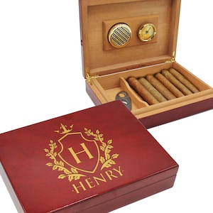 Cigar Box Humidor, Personalized Cigar Gift Set, Engraved Cigar Box, Monogram Cigar Humidor, Cigar Box Groomsman Gift, Humidor Wood