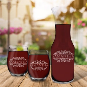 Wine Carafe Set, Custom Wine Carafe Glasses, Wine Decanter Set Personalized Wine Decanter and Glasses, Wine Decanter With Glasses