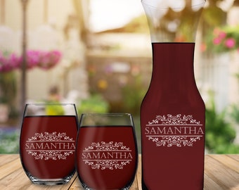 Wine Carafe Set, Custom Wine Carafe Glasses, Wine Decanter Set Personalized Wine Decanter and Glasses, Wine Decanter With Glasses