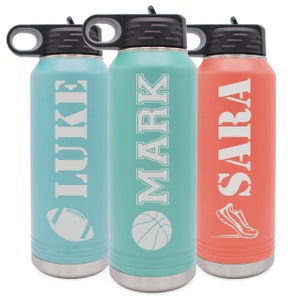 Personalized Sports Water Bottle, Personalized Kids Water Bottle, Stainless Steel Water Bottle, Personalized Water Bottle with Name image 2