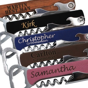 Groomsmen Wedding Gift, Groomsman Bottle Opener, Best Man Gift, Usher Gift, Best Man Bottle Opener, Custom Engraved Bottle Opener Corkscrew