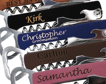 Groomsmen Wedding Gift, Groomsman Bottle Opener, Best Man Gift, Usher Gift, Best Man Bottle Opener, Custom Engraved Bottle Opener Corkscrew