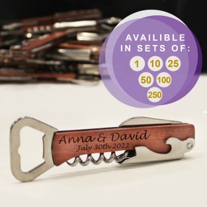 Personalized Wedding Party Favors, Bottle Opener Favors Bulk, Custom Corkscrew Favors, Wine Favors, Wedding Party Favor, Personalized Favors bild 2