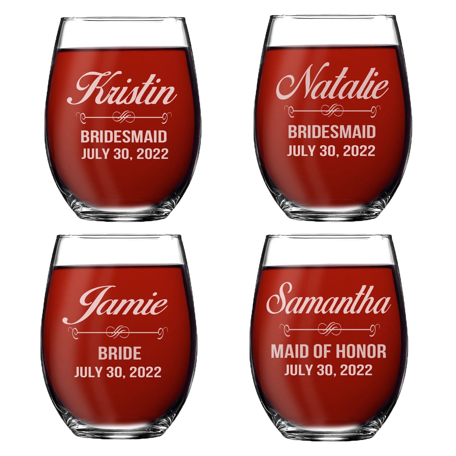 Etched Stemless Wine Glasses Personalized Wine Glass Custom Etsy