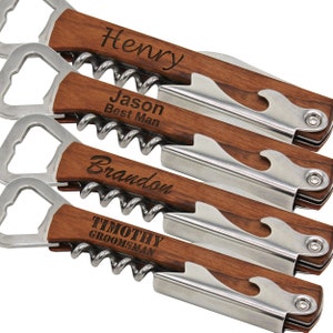 Groomsmen Gift Engraved Corkscrew and Multi-Tool Custom Wine Opener Wedding Party Favors Engraved Bottle Opener Monogrammed image 3