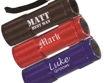 Engraved Flashlight, Personalized LED Flashlight, Monogrammed Groomsmen Gift, Custom Flashlight Favors, Promotional Flashlight