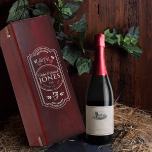 Wine Gift Box, Wedding Wine Box, Wood Wine Holder, Couples Wine Box, Personalized Wood Wine Box, Wine Box for Anniversary, Wine Bottle Box image 6