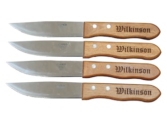 Personalized Steak Knives, Steak Knife Set, Groomsmen Gift, Wedding Party Gifts, Personalized Gifts Wood Handle Flatware Groomsman Gift