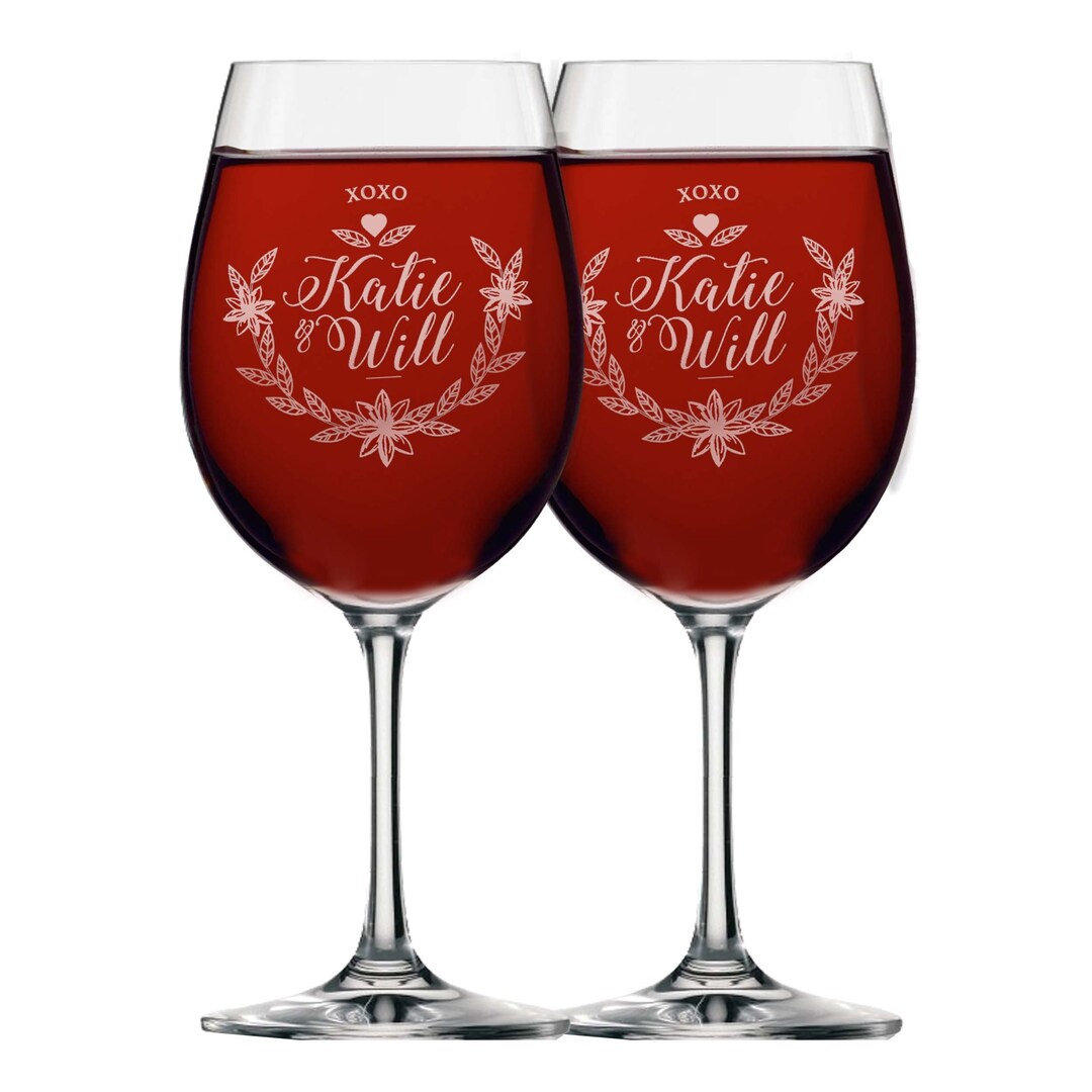 Personalized Couples Wine Glasses, Custom Anniversary Wine Glasses Set of 2, His Her Mr Mrs Wine ...