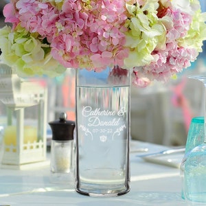 Flower Vase Wedding, Table Centerpiece, Custom Wedding Flower Centerpieces, Monogrammed Flower Vase for Wedding, Engraved Vase Centerpieces image 6