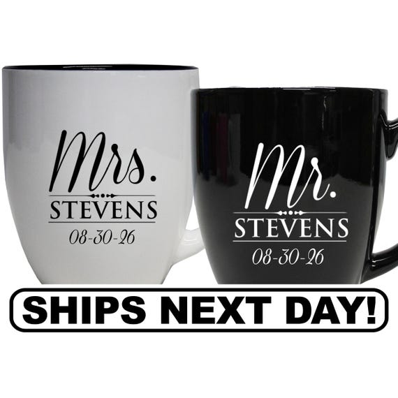 Couples Coffee Mugs, Wedding Coffee Cups, Newlywed Coffee Mugs, Anniversary Coffee Mug, Husband Wife Mugs, Personalized Couples Coffee Mugs