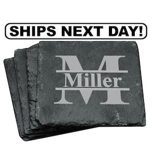 Engraved Slate Coasters, Custom Wedding Gift, Personalized Drink Coasters, Stone Coasters, Wedding Gifts for Couple, Custom Coasters