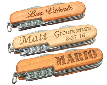 Engraved Multi Tool - Groomsmen Gift Ideas -  8-Function Multi-Tool Wooden Pocket Knife - Custom Multi Tool - Wood Multi Tool