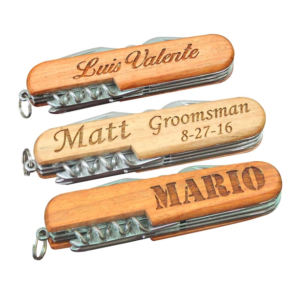 Engraved Multi Tool - Groomsmen Gift Ideas -  8-Function Multi-Tool Wooden Pocket Knife - Custom Multi Tool - Wood Multi Tool