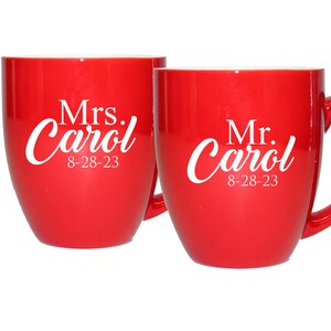 Personalized Mr and Mrs Coffee Mugs Set of 2, Custom Mr Mrs Coffee Set, Customized Mr and Mrs Coffee Mug Set image 5