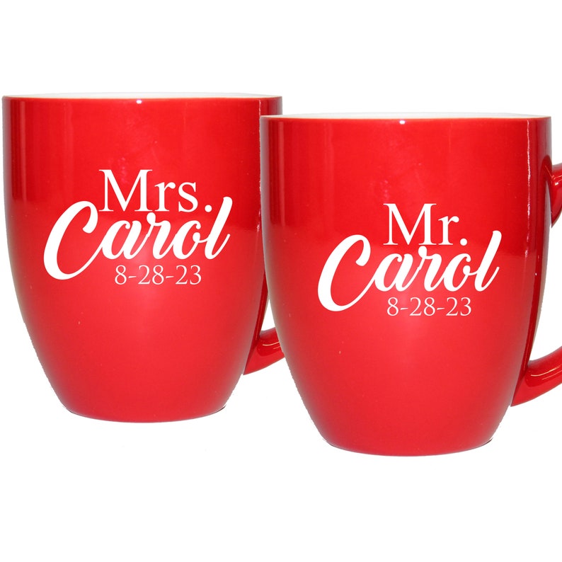 Personalized Mr and Mrs Coffee Mugs Set of 2, Custom Mr Mrs Coffee Set, Customized Mr and Mrs Coffee Mug Set image 5