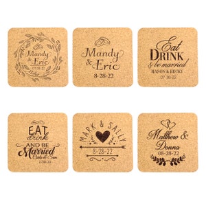 Custom Wedding Favors for Guest, Personalized Engraved Cork Coasters, Customized Cork Coasters for Guests, Personalized Wedding Favors Bulk image 3