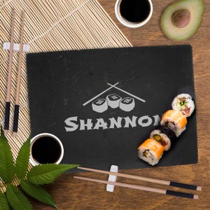 Personalized Sushi Set with Board, Bowls, Chopsticks, Stands