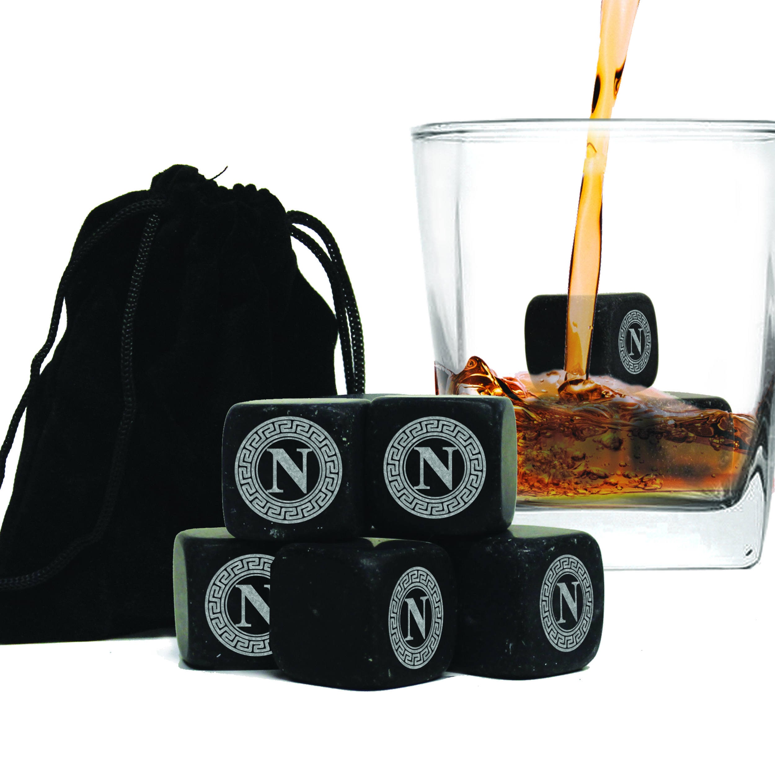 Engraved Initial Whiskey Stones