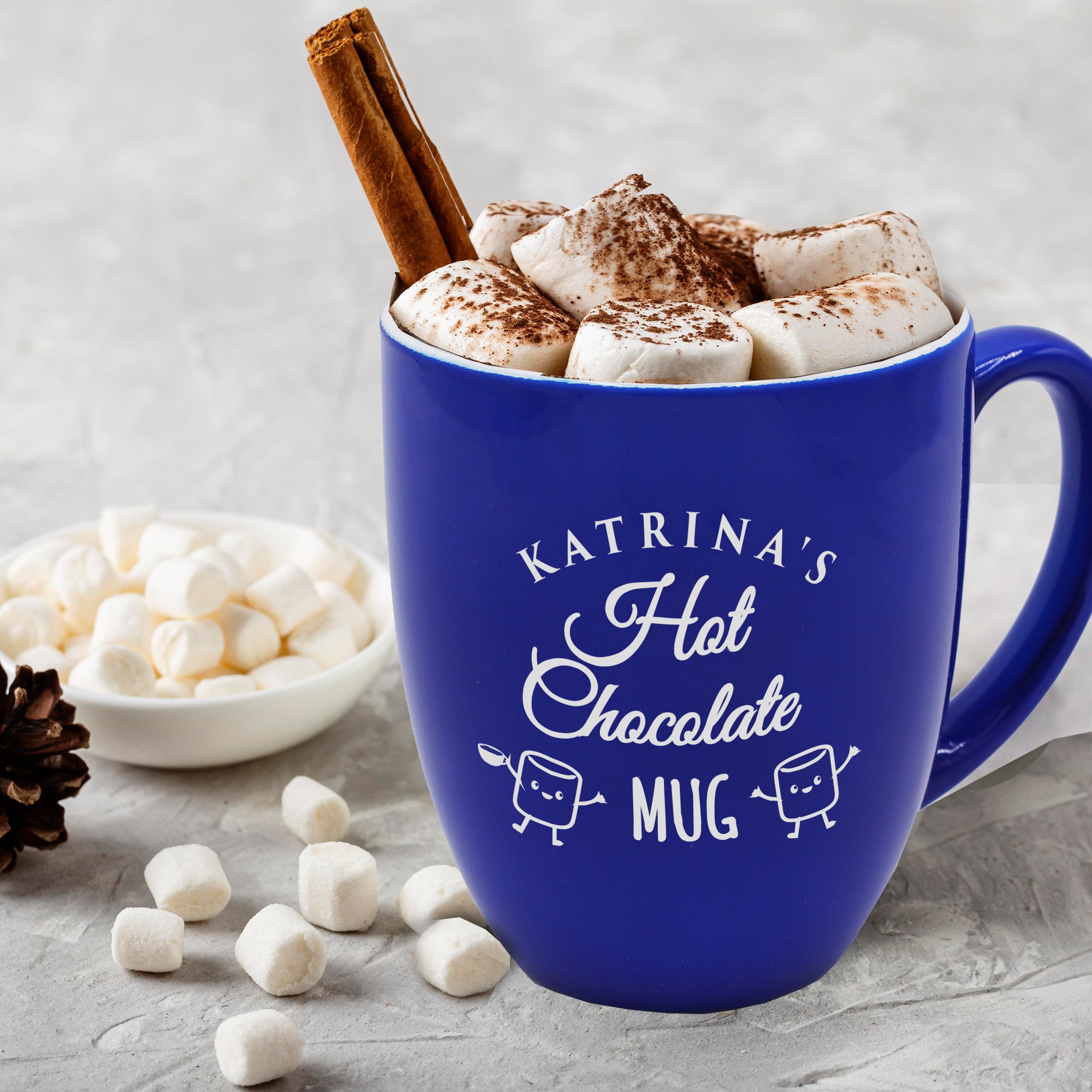 Personalized Hot Chocolate Mug  Blue Design – Stick'em Up Baby®