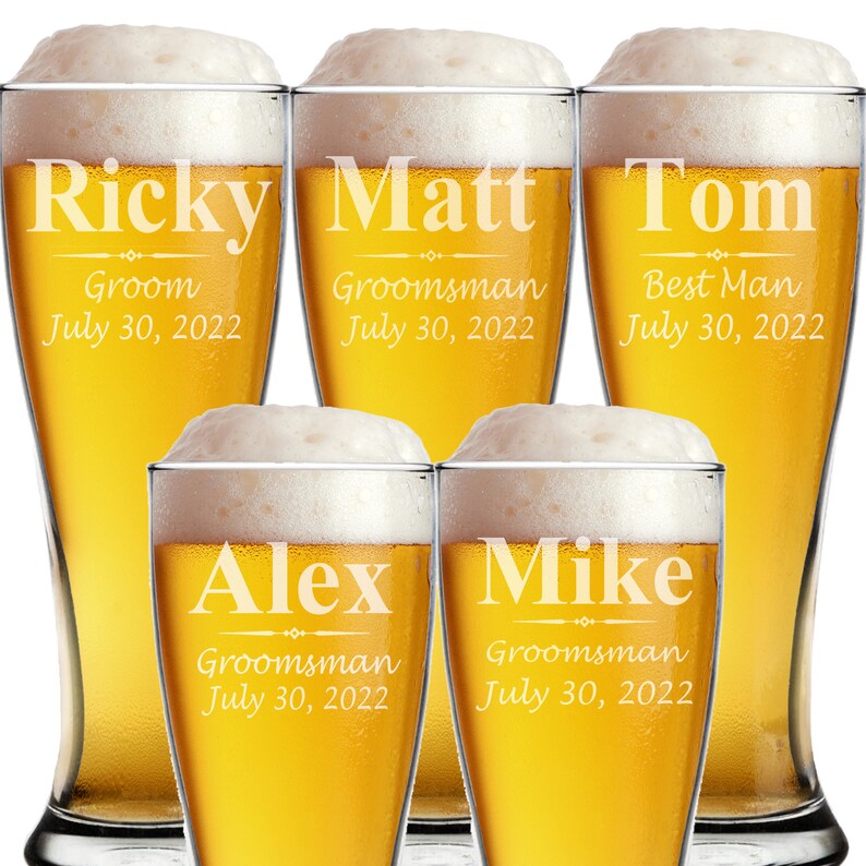 Pilsner Glass Personalized Groomsmen Gift Beer Mugs Etsy