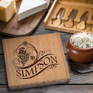Cheese Knife Set, Cheeseboard Gift for Couples, Unique Hostess GiftCheese Gift, Engraved Cheese Box, Kitchen Gift Set, Thank You Gift