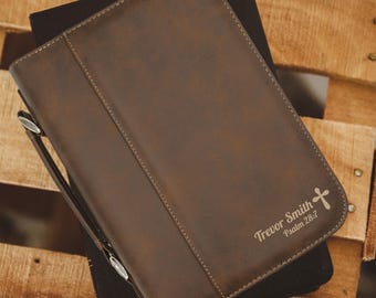 Personalized Bible Cover, Religious Gifts, Engraved Bible Cover Zipper, Bible Cover with Handle, Bible Case, Monogrammed Bible Cover