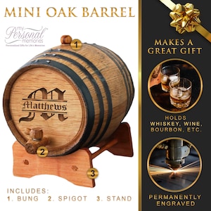 Personalized Wedding Party Mini-Oak Whiskey Barrels Groomsmen Gift Wedding Party Gift Engraved, Customized, Monogrammed for Free image 2