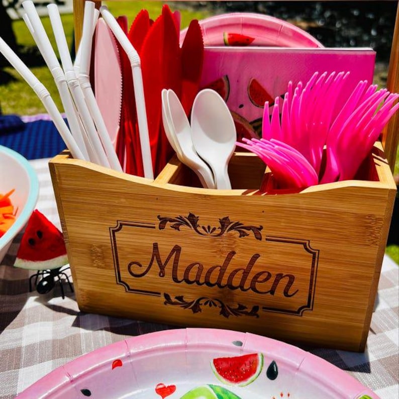 Kitchen Utensil Holder, Silverware Caddy, Picnic Caddy, Personalized Kitchen Items, Kitchen Utensil Décor Kitchen Tools Kitchen Tool Holder zdjęcie 5