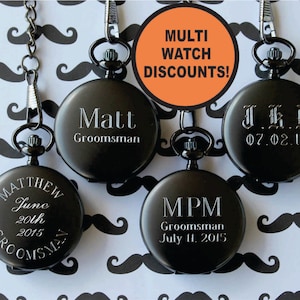 Engraved Pocket Watch, Personalized Pocket Watch, Gunmetal Pocket Watch, Groomsmen Gift, Custom Pocket Watch, Pocket Watches For Men