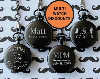 Groomsmen Gift - Gifts for Groomsmen - Groomsman Gift - Personalized Gunmetal Pocket Watch - Engraved Pocket Watch - Custom Pocket Watch