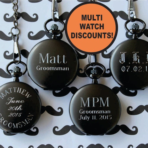Engraved Pocket Watch, Personalized Pocket Watch, Gunmetal Pocket Watch, Groomsmen Gift, Custom Pocket Watch, Pocket Watches For Men