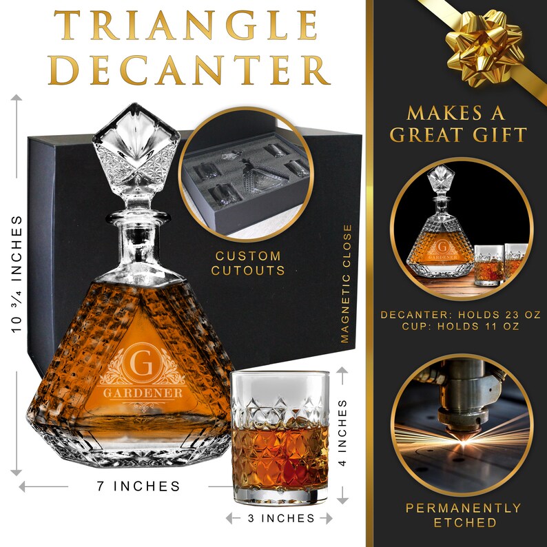 Whiskey Decanter Set Personalized Glass Decanter Bourbon Etsy