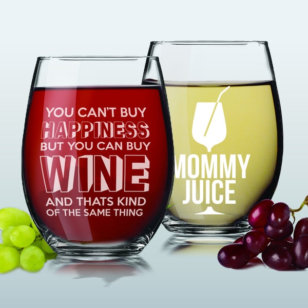 Fun Wine Glasses - Cute Wine Glasses -  Unique Wine Gifts - Gifts For Mom - Funny Gifts For Her - Wine Glasses Funny - Funny Wine Glasses