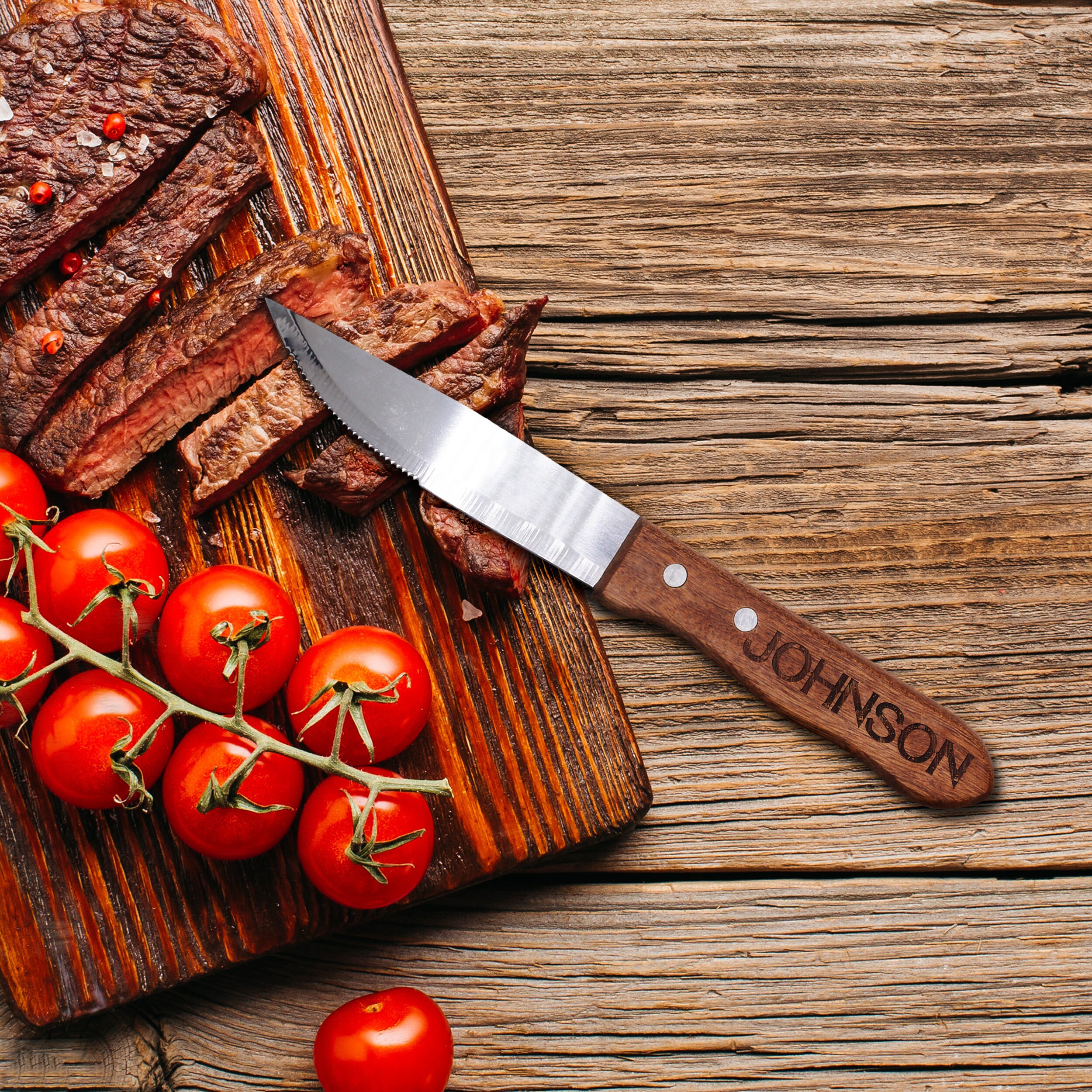 D.Perlla Cuchillos para carne, juego de 8 cuchillos para carne de borde  recto súper afilados, cuchillos profesionales de borde recto para mesa de
